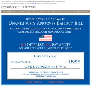 Restoration Hardware Email Blast